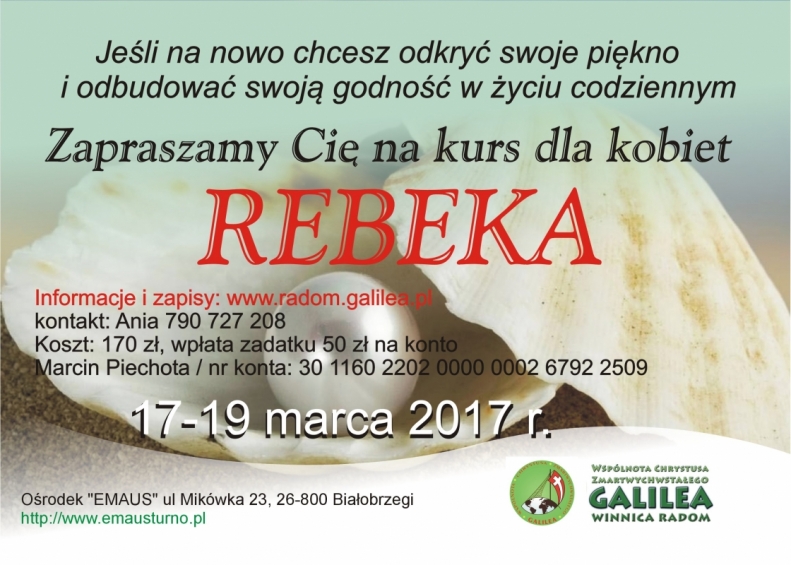 Kurs dla kobiet REBEKA (17-19.03.2017)
